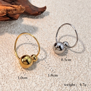Minimalist gold and silver stainless steel double ball ring with mirror polished finish