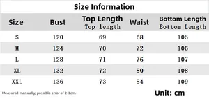Detailed size chart for women's V-neck long sleeve loungewear set from S to XXL