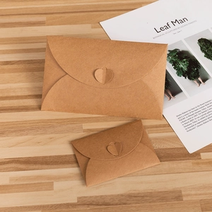 Kraft Paper Envelopes Heart Shape Closure Vintage Style Greeting Cards Gift Packaging DIY Stationery Invitation Letter