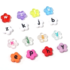 Colorful floral acrylic lowercase letter beads for DIY jewelry and crafts making