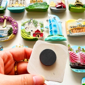3D resin world landmarks travel fridge magnets with strong circular magnetic backing
