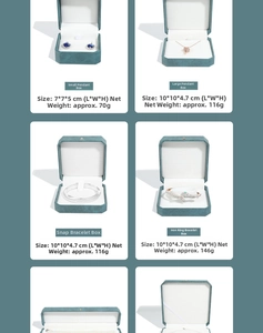 Detail view of teal octagonal jewelry boxes for rings and bracelets with dimensions