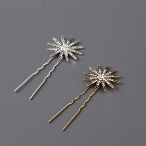 Épingles à cheveux classiques en forme d'étoile avec strass en argent et bronze
