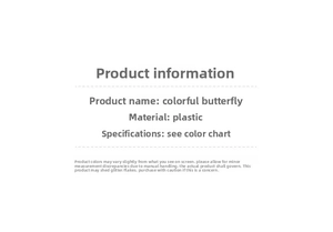 Detailed product card with material specs and care tips for sequin butterfly clips