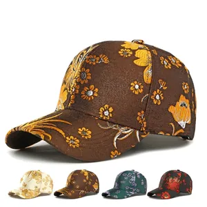 Women Floral Embroidery Baseball Cap Retro Ethnic Jacquard Satin Sun Hat Adjustable Curved Brim Premium Fashion