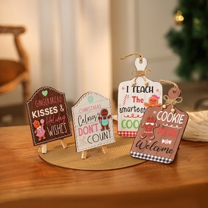 Wooden Christmas gingerbread welcome signs in mini cutting board designs for holiday decor