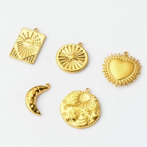 Golden stainless steel sun moon and star pendant charms for DIY jewelry making