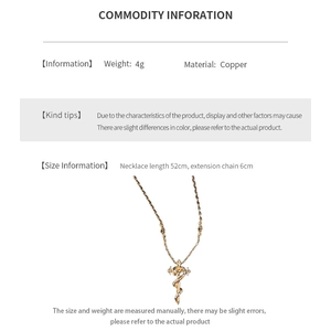Detailed specs of the copper snake cross pendant necklace with weight and length dimensions