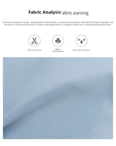 Detailed view of light blue polyester fabric with durable twill weave and wrinkle-resistant texture