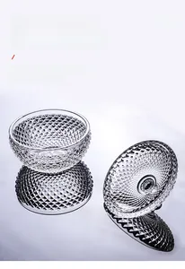 Detailed macro view of diamond textured glass lid with elegant refractive patterns