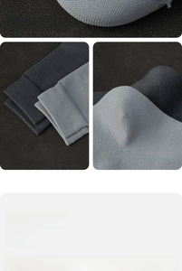 Detailed view of seamless toe, elastic cuff, and reinforced heel of business socks