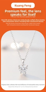 Macro shot of 1-carat heart-shaped moissanite pendant in 925 sterling silver setting