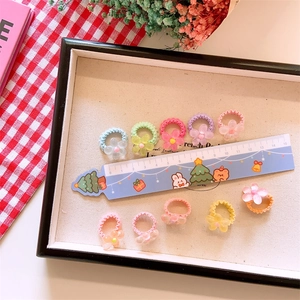 Set van 10 kleurrijke elastische haarstrikjes met bloemen voor kinderen in pastel