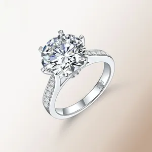 Macro detail of 925 sterling silver S925 hallmark on a 1ct moissanite diamond ring