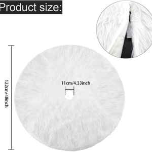 Classic white faux fur Christmas tree skirt 122cm with detailed plush material texture