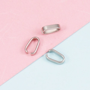Polished silver stainless steel U-shaped jewelry clasp connectors for DIY necklace pendants