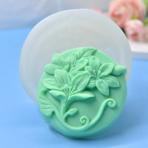 Lily flower relief silicone mold with elegant floral patterns for handmade soap and crafts