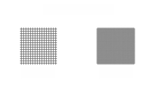 Comparison of 30 mesh and 80 mesh stainless steel filters showing grid density details