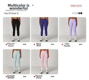 Détails des coloris pour leggings de yoga taille haute en noir, bleu, violet, vert et rose