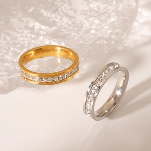 Luxurious 18K gold and silver stainless steel rings with sparkling cubic zirconia stones
