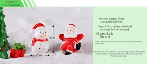 Miniature resin Christmas figurine set with Santa and Snowman in a snowy landscape