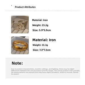 Specifications of irregular metal bracelets showing weight and size details