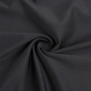 Detailed macro view of the black textured fabric with elegant pleated swirl patterns