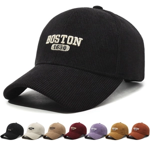Casquette De Baseball En Velours Côtelé Boston 1630 Broδée Rétro Ajustable Pour Hommes Femmes Automne Hiver