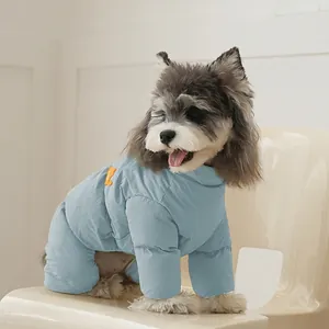 Hunde Jumpsuit Wattierter Mantel Winter Warm Verdickt Winddicht Gesteppt Ganzkörper Kleidung Für Kleine Hunde Casual Cartoon Patch