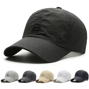 Men Quick Dry Breathable Polyester Baseball Cap Outdoor Sport Embroidered Logo Laser Cut Hole Adjustable Sun Protection Hat