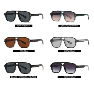 Detailed grid view of six vintage aviator sunglasses in various colors and rivet accents