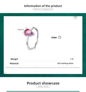Detail view of pear-cut tourmaline ring in S925 silver with 5mm x 7.5mm gem size