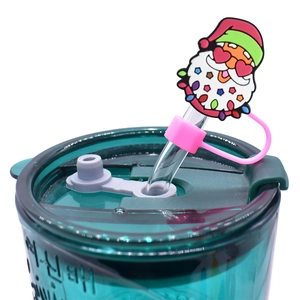 10mm universal silicone Christmas Santa straw cover cap for party drinkware decoration