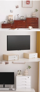 Minimalist desktop drawer storage box in wood and white finishes for office use