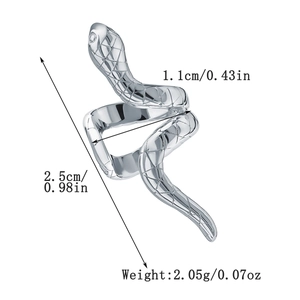 Detailed dimension guide of the S925 sterling silver snake ear cuff with scale texture