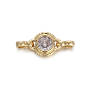 Elegant gold-plated round zircon connector with light purple gemstone for DIY jewelry making