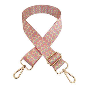 Colorful peacock pattern wide shoulder strap for cross-body bags with gold hardware