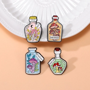 Mushroom Enamel Pin Brooch Alloy Magic Potion Bottle Cartoon Jewelry Accessory For Clothing Bag Decoration Cute Badge
