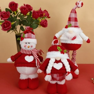 Knitted Christmas gnome plush set with snowman for festive home window decoration