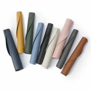 Set of 9 colorful rolled PU leather placemats with waterproof and heat resistant texture
