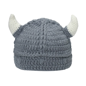 Funny Ox Horn Knitted Beanie Warm Acrylic Handmade Crochet Viking Style Hip Hop Streetwear Hat For Men Women