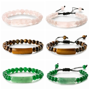 Natural Stone Tiger Eye Agate Beads Bracelet For Men Women Handmade Energy Healing Elastic Woven Rope Adjustable Bracelet Jewelry Gift