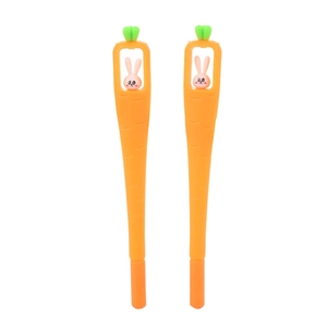 Creative carrot shaped neutral pens with cute bunny head detail in orange and green