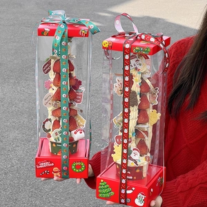 Christmas Strawberry Tower Packaging Box Transparent Cake Dessert Cups Decorative Toppers Ribbons Stickers Party Supplies