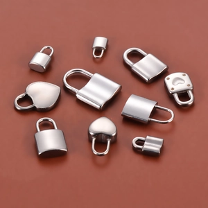 Stainless Steel Padlock Charms Heart Square Mini Lock Pendants For DIY Jewelry Making Hip Hop Necklace Bracelet Accessories