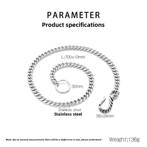 Detailed specs of stainless steel punk cuban chain with dragon head hook for jeans