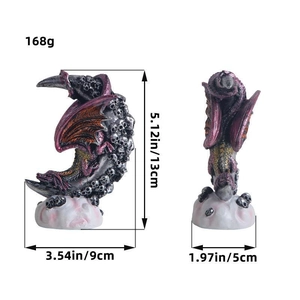 Gothic dragon and moon skeleton ornament with dimensions 13cm height and 168g weight