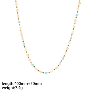 Detail view of colorful natural stone anklet with 400mm length and 50mm extension