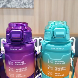 Gradient sports water bottle with straw and carrying strap for fitness and outdoor use