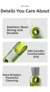 Detailed macro view showing durable stainless steel parts and hard nylon gap brush bristles